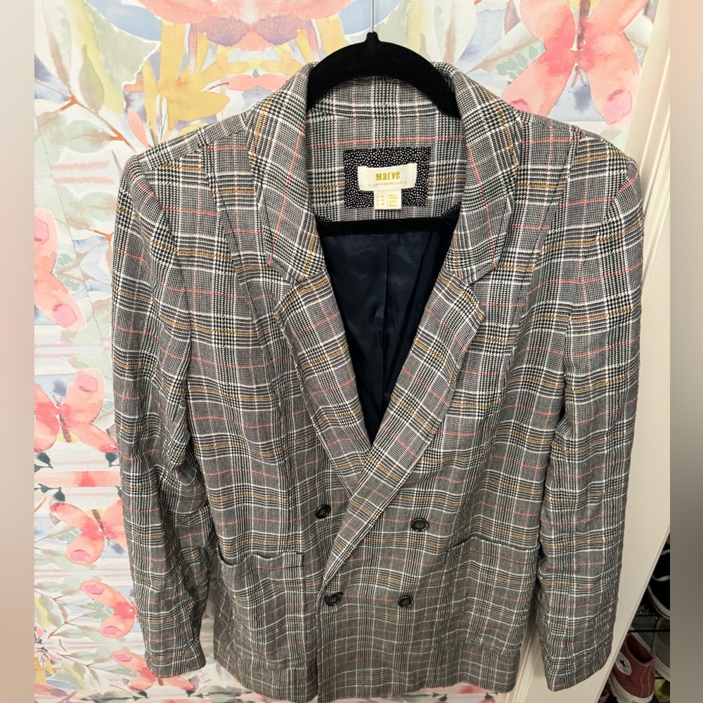 Oversized blazer, patterned, black buttons, From Anthropologie